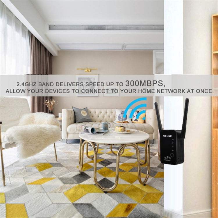 PIX-LINK 2.4G 300Mbps WiFi Signal Amplifier Wireless Router Dual Antenna Repeater(UK Plug) - free shipping - PMC Jewellery - Order now!