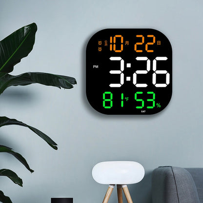 13-Inch LED Acrylic Electronic Clock Large-Screen Square Wall Clock With Timing Temperature Humidity(6632 Orange White Green) - Wall Clock by PMC Jewellery | Online Shopping South Africa | PMC Jewellery