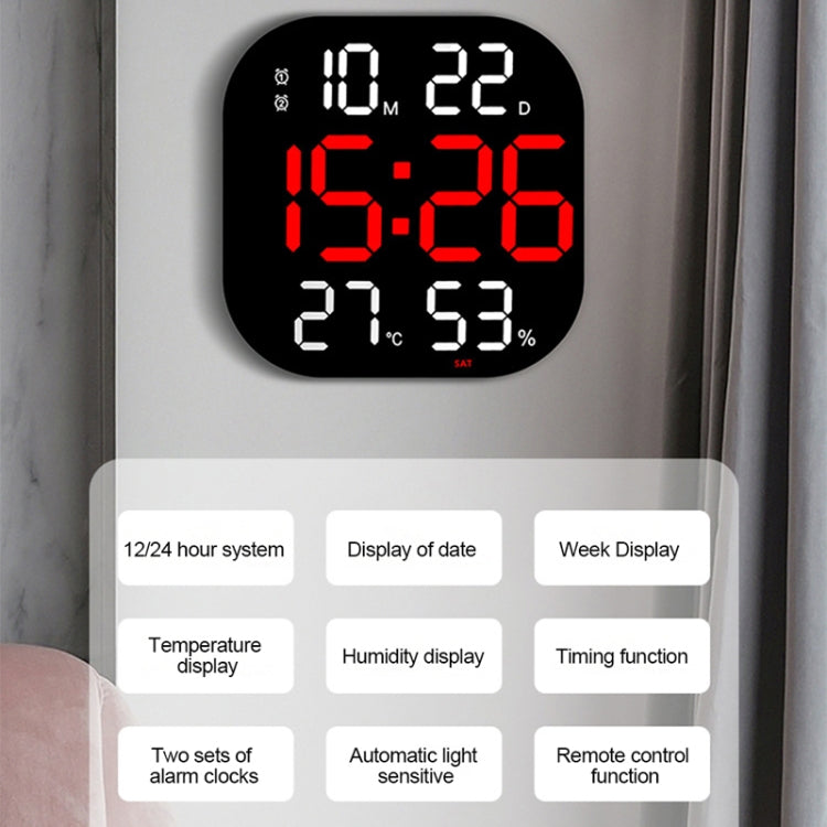 13-Inch LED Acrylic Electronic Clock Large-Screen Square Wall Clock With Timing Temperature Humidity(6632 Orange White Green) - Wall Clock by PMC TechLife | Online Shopping South Africa | PMC TechLife