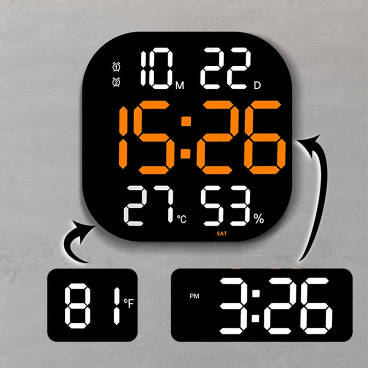 13-Inch LED Acrylic Electronic Clock Large-Screen Square Wall Clock With Timing Temperature Humidity(6632 White Blue) - free shipping - PMc TechLife - Order now!