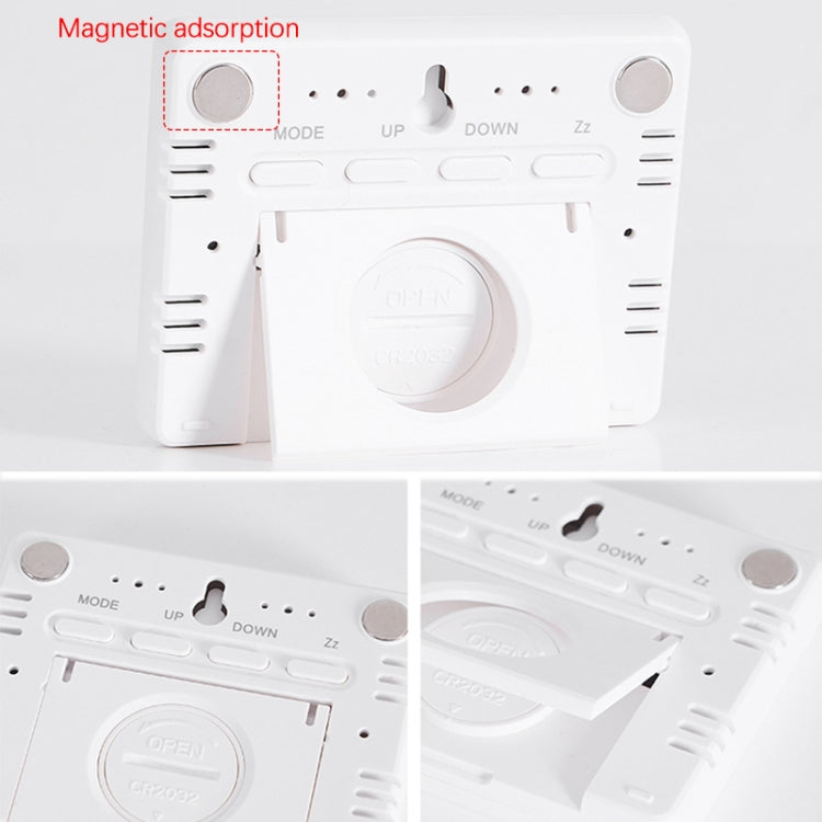 Magnetic LCD Digital Aalarm Clock Large Screen With Temperature Humidity Display(9905 White) - Alarm Clocks by PMc TechLife | Online Shopping South Africa | PMc TechLife | Buy Now Pay Later Mobicred