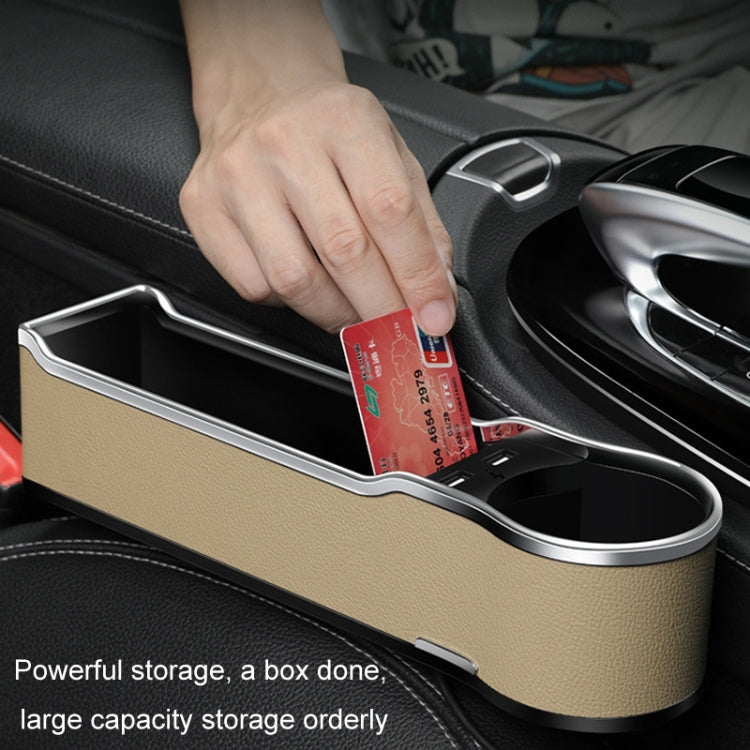 Car Seat Gap Storage Box Multifunctional Mobile Phone USB Charger, Color: QC3.0 Beige - Stowing Tidying by PMC TechLife | Online Shopping South Africa | PMC TechLife | Buy Now Pay Later Mobicred