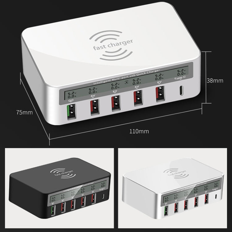 818F 5 USB Ports + Type-C Multifunctional Multi-Port Wireless Charger, Style: UK Plug (White) - Multifunction Charger by PMC TechLife | Online Shopping South Africa | PMC TechLife | Buy Now Pay Later Mobicred
