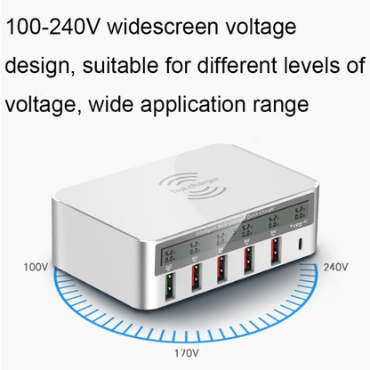 818F 5 USB Ports + Type-C Multifunctional Multi-Port Wireless Charger, Style: EU Plug (Black) - Multifunction Charger by PMC Jewellery | Online Shopping South Africa | PMC Jewellery | Buy Now Pay Later Mobicred