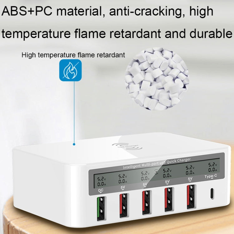 818F 5 USB Ports + Type-C Multifunctional Multi-Port Wireless Charger, Style: UK Plug (White) - Multifunction Charger by PMC TechLife | Online Shopping South Africa | PMC TechLife | Buy Now Pay Later Mobicred