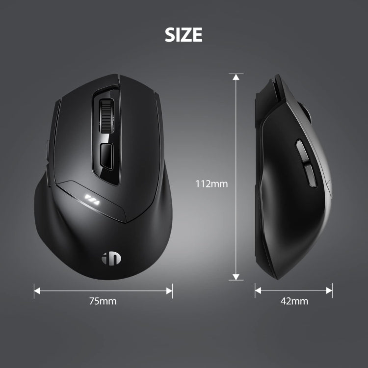 Inphic DR01 Bluetooth 3 Mode Wireless Mouse Charging Quiet Office Game Laptop Computer Home Use(Black) - free shipping - PMC Jewellery - Order now!