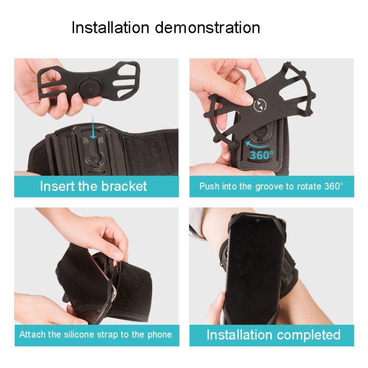 For 4.5-7 inch Phone Zipper Pocket Removable Rotating Arm Belt Bag Running Riding Phone Case(4 Claw Black) - Other by PMC TechLife | Online Shopping South Africa | PMC TechLife | Buy Now Pay Later Mobicred
