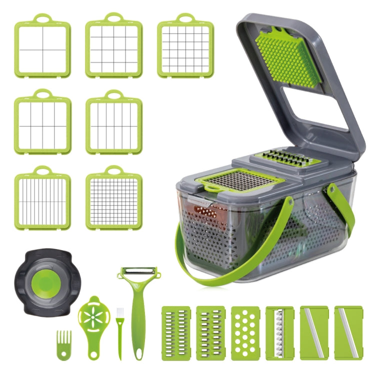 22 in 1 Multifunctional Food Chopper Grater Onion Dicer Veggie Cutter with 13 Stainless Steel Blades(Grey) - Cutter & Peeler by PMC TechLife | Online Shopping South Africa | PMC TechLife | Buy Now Pay Later Mobicred