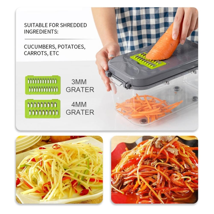 22 in 1 Multifunctional Food Chopper Grater Onion Dicer Veggie Cutter with 13 Stainless Steel Blades(Grey) - Cutter & Peeler by PMC Jewellery | Online Shopping South Africa | PMC Jewellery | Buy Now Pay Later Mobicred