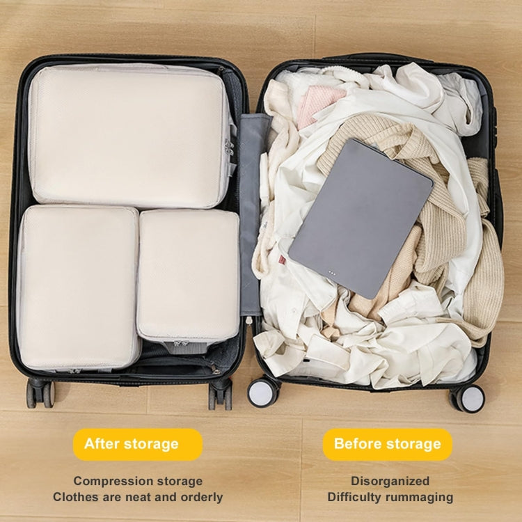 9 In 1  Compression Packing Cubes Expandable Travel Bags Luggage Organizer(Beige) - Storage Bags by PMC TechLife | Online Shopping South Africa | PMC TechLife | Buy Now Pay Later Mobicred
