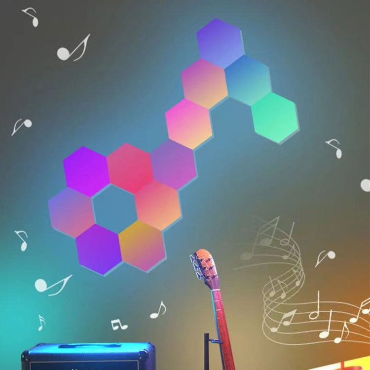 10pcs/set RGB Symphony Hexagon Lights DIY Bedside Ambient Wall Lamp Smart Honeycomb Light(Bluetooth APP) - free shipping - PMC TechLife - Order now!
