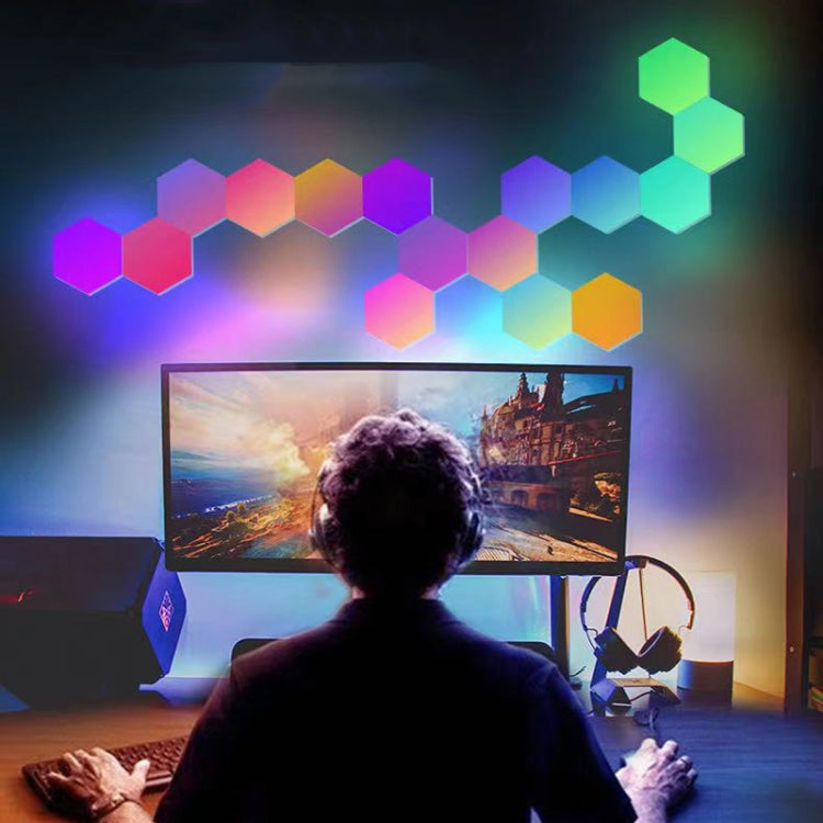 10pcs/set RGB Symphony Hexagon Lights DIY Bedside Ambient Wall Lamp Smart Honeycomb Light(Bluetooth APP) - free shipping - PMC TechLife - Order now!