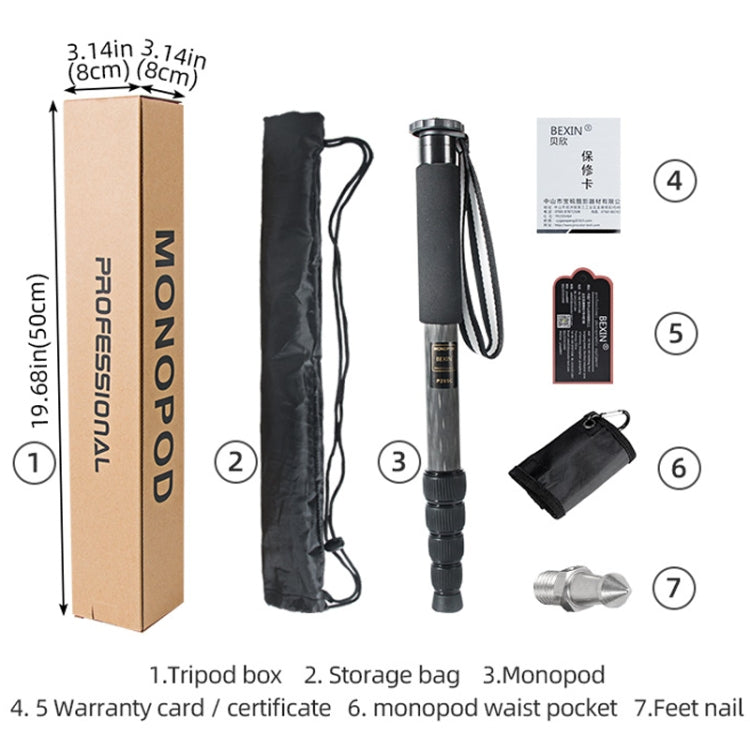 BEXIN P285C Carbon Fiber DSLR Camera Monopod Mountaineering Stick Photography Selfie Holder - Monopods by BEXIN | Online Shopping South Africa | PMC TechLife | Buy Now Pay Later Mobicred