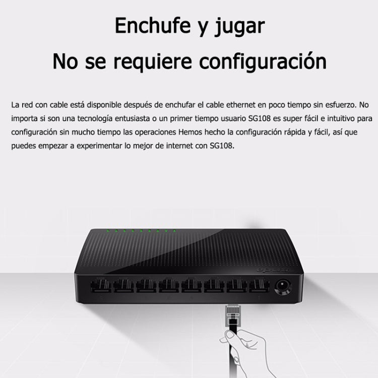 Tenda SG108 100/1000M Desktop Network Switch 8 Port Gigabit Desktop Switch Ethernet Switch LAN Hub(EU Plug) - Network Hubs by Tenda | Online Shopping South Africa | PMC Jewellery | Buy Now Pay Later Mobicred