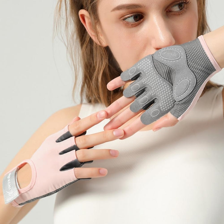 Yoga Sports Gloves Non-slip Shock-absorbing Half-finger Anti-cocoon Gloves, Size: S(Sakura Pink) - Safety Gloves by PMC TechLife | Online Shopping South Africa | PMC TechLife | Buy Now Pay Later Mobicred