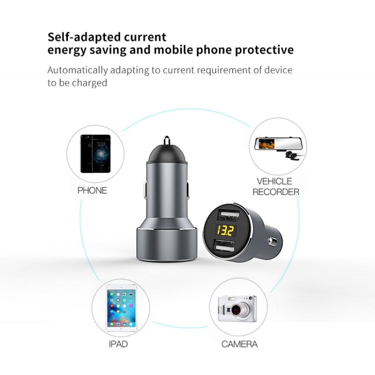 Mini Multifunctional Dual USB Digital Display Car Charger(Red) - Car Charger by PMC TechLife | Online Shopping South Africa | PMC TechLife | Buy Now Pay Later Mobicred