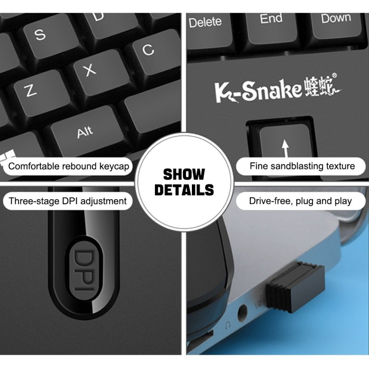 K-Snake WK800 Wireless 2.4G Keyboard Mouse Set Tabletop Computer Notebook Business Office House Use, Color: White - free shipping - PMC Jewellery - Order now!