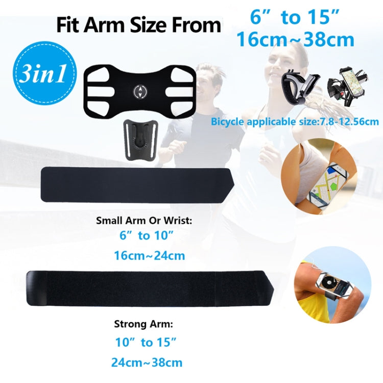 3 In 1 Four Jaws Detachable Swivel Arm Wrist Strap Bicycle Holder For 4.5-6.5 inch Phones(Blue) - Other by PMC TechLife | Online Shopping South Africa | PMC TechLife | Buy Now Pay Later Mobicred