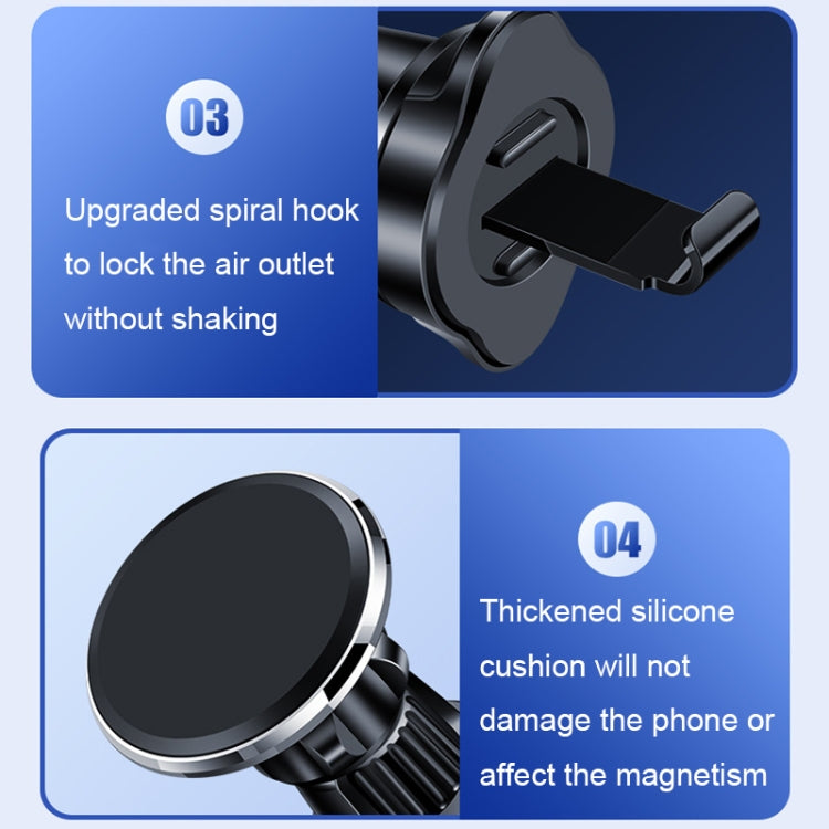 Aluminum Alloy Rotatable Magnetic Car Air Outlet Mobile Phone Holder(Silver) - Car Holders by PMC TechLife | Online Shopping South Africa | PMC TechLife | Buy Now Pay Later Mobicred