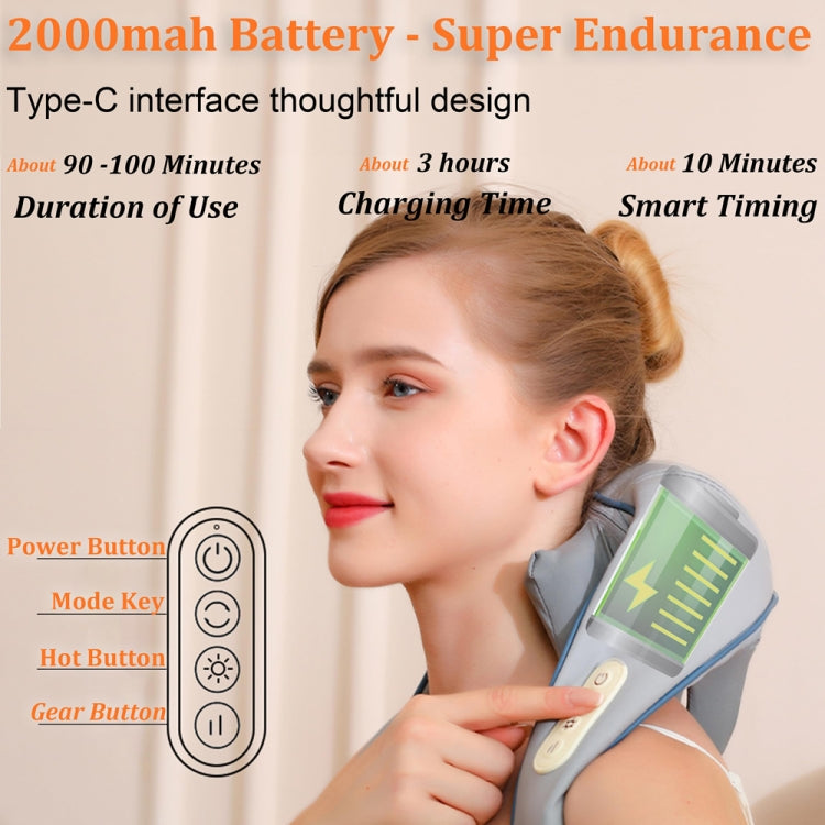Electric Neck And Shoulder Massager Shiatsu Back Neck Massager With Heat(White) - Massage & Relaxation by PMC TechLife | Online Shopping South Africa | PMC TechLife | Buy Now Pay Later Mobicred