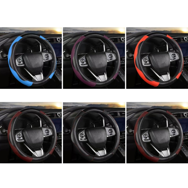 38cm Carbon Fiber Elastic Leather Without Inner Ring Car Steering Wheel Cover, Color: Purple - Steering Wheel Accessories by PMC TechLife | Online Shopping South Africa | PMC TechLife | Buy Now Pay Later Mobicred