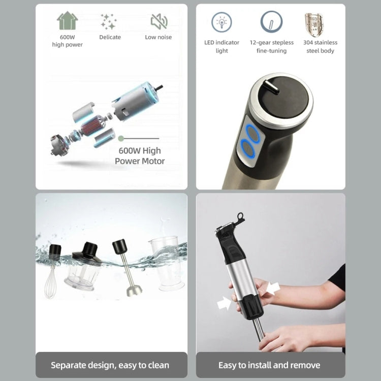6-in-1 600W Multifunctional  Electric Blender Stainless Steel Food Cooking Stick UK Plug - Stirrer & Squeezer by PMC TechLife | Online Shopping South Africa | PMC TechLife | Buy Now Pay Later Mobicred