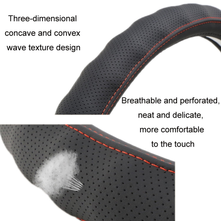 47cm Leather Truck Steering Wheel Cover(Black Line) - Steering Wheel Accessories by PMC TechLife | Online Shopping South Africa | PMC TechLife | Buy Now Pay Later Mobicred