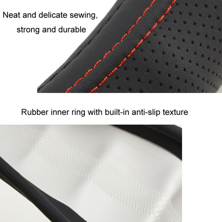 40cm Leather Truck Steering Wheel Cover(Black Line) - Steering Wheel Accessories by PMC Jewellery | Online Shopping South Africa | PMC Jewellery | Buy Now Pay Later Mobicred