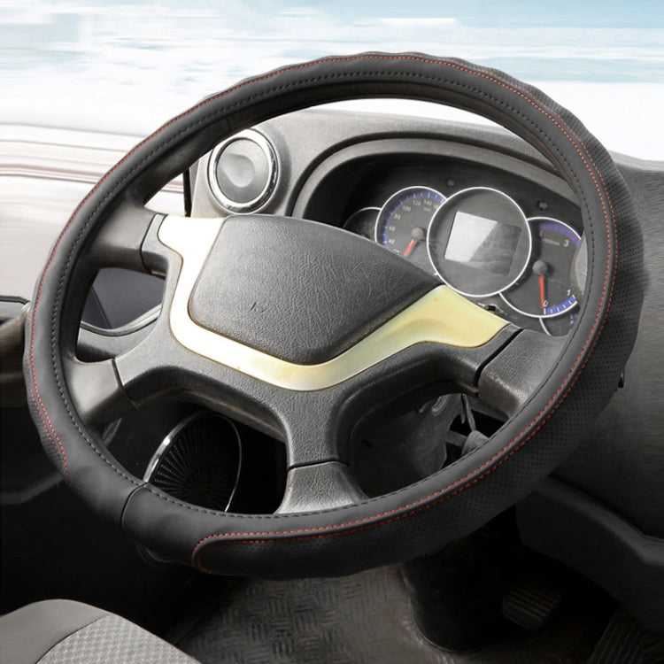 42cm Leather Truck Steering Wheel Cover(Black Line) - Steering Wheel Accessories by PMC TechLife | Online Shopping South Africa | PMC TechLife | Buy Now Pay Later Mobicred