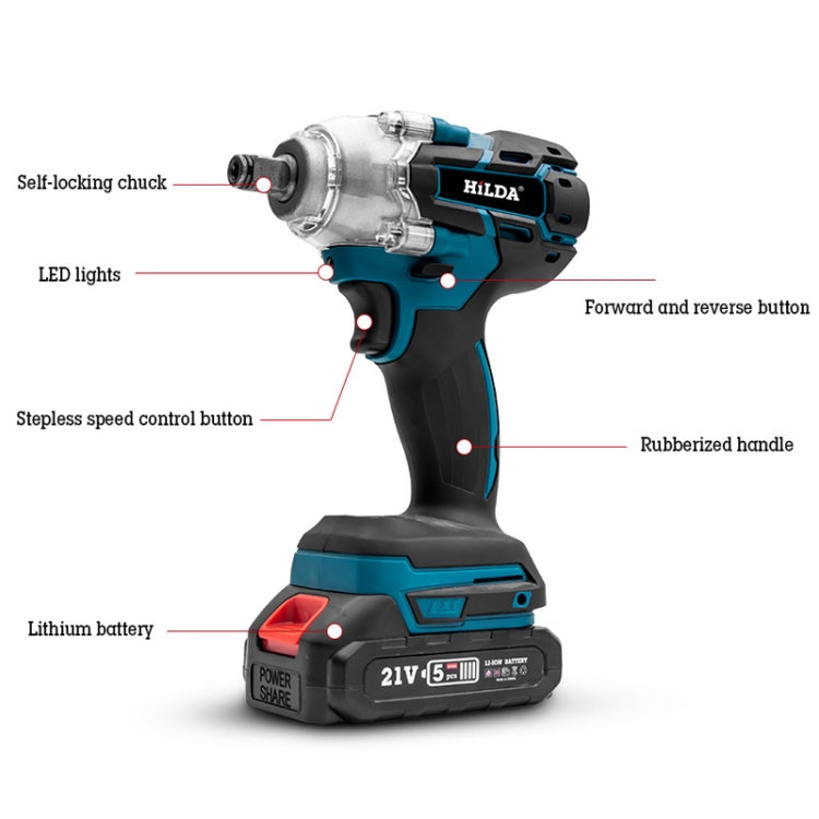HILDA Motorized Wrenches Lithium Repair Parts With 22mm Socket, EU Plug, Model: Red With 1 Battery+1 Charger(1500mAh) - free shipping - PMC TechLife - Order now!