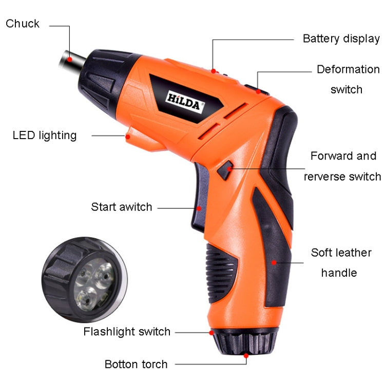 HILDA 47pcs /Set Multi-Function Li-Ion Screwdriver Mini Screwdriver(Orange) - Screws by HILDA | Online Shopping South Africa | PMC Jewellery