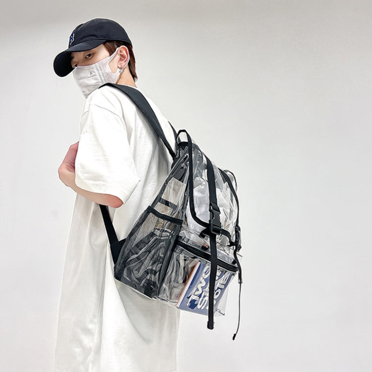 Transparent PVC Large Capacity Casual Outdoor Waterproof Travel Backpack(Black) - Double-shoulder Bags by PMC TechLife | Online Shopping South Africa | PMC TechLife | Buy Now Pay Later Mobicred