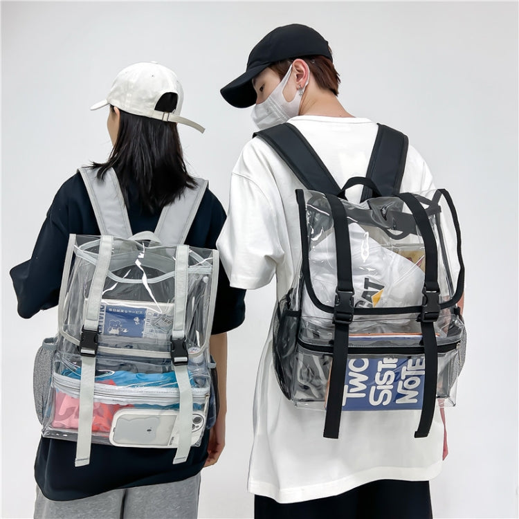 Transparent PVC Large Capacity Casual Outdoor Waterproof Travel Backpack(Black) - Double-shoulder Bags by PMC TechLife | Online Shopping South Africa | PMC TechLife | Buy Now Pay Later Mobicred
