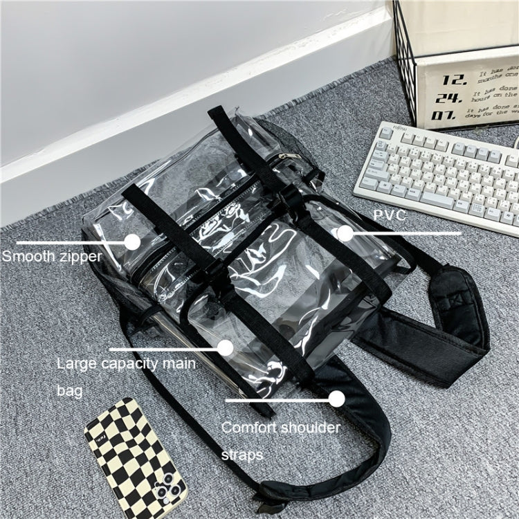 Transparent PVC Large Capacity Casual Outdoor Waterproof Travel Backpack(Black) - Double-shoulder Bags by PMC Jewellery | Online Shopping South Africa | PMC Jewellery