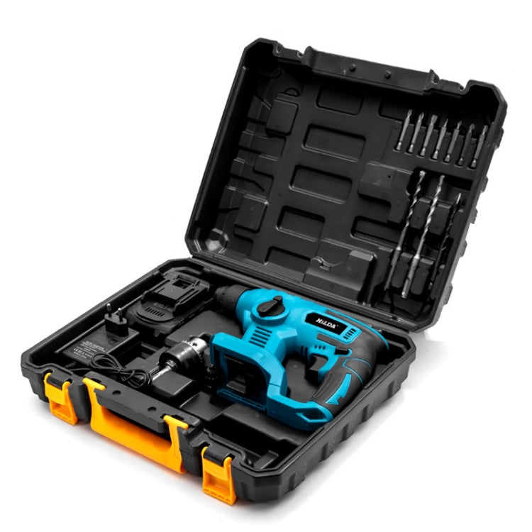 HILDA 12pcs /Set Li-Ion Power Hammer Electrical Impact Drill, Model: 2 Battery+1 Charger EU Plug - free shipping - PMC TechLife - Order now!