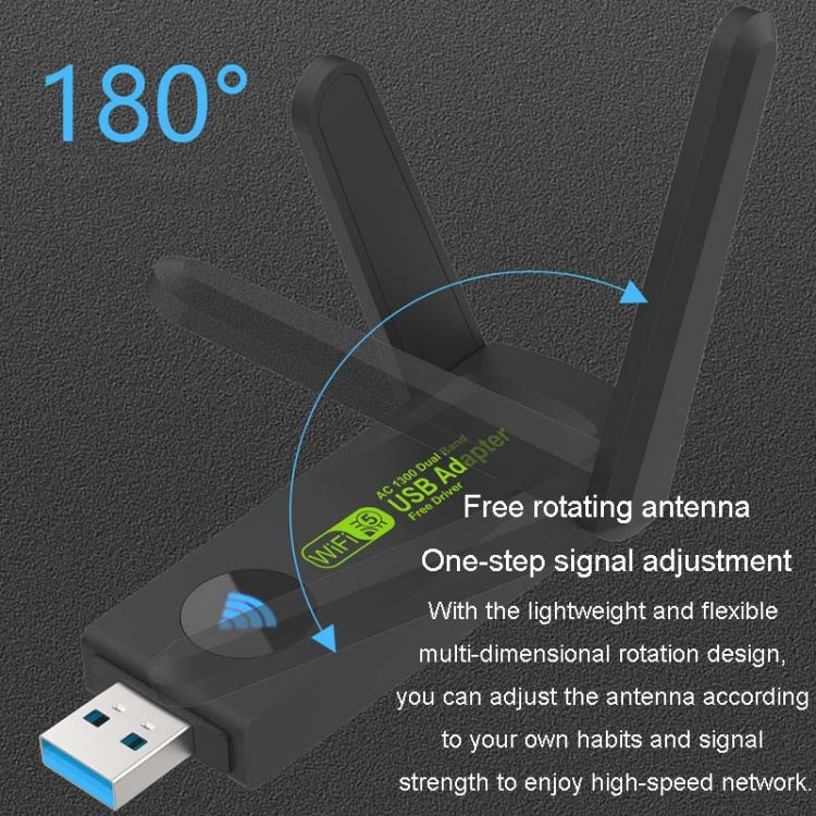 1300Mbps Wireless Network Card Gigabit Dual Band 5G Driverless Computer USB Network Card, Scope: 600m - USB Network Adapter by PMC Jewellery | Online Shopping South Africa | PMC Jewellery