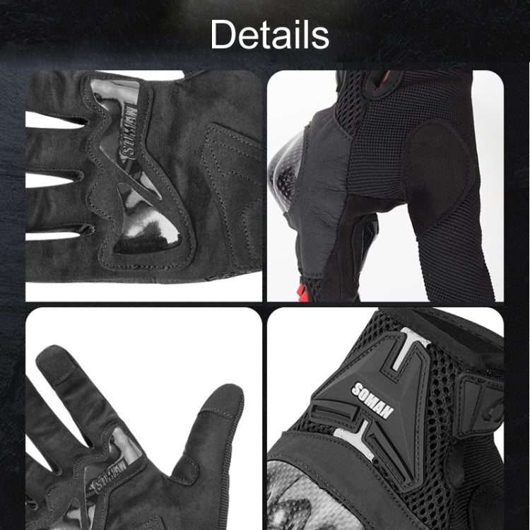SOMAN Motorcycle Riding Anti-fall Breathable Anti-slip Carbon Fiber Gloves, Size: XXL(Black) - free shipping - PMC TechLife - Order now!