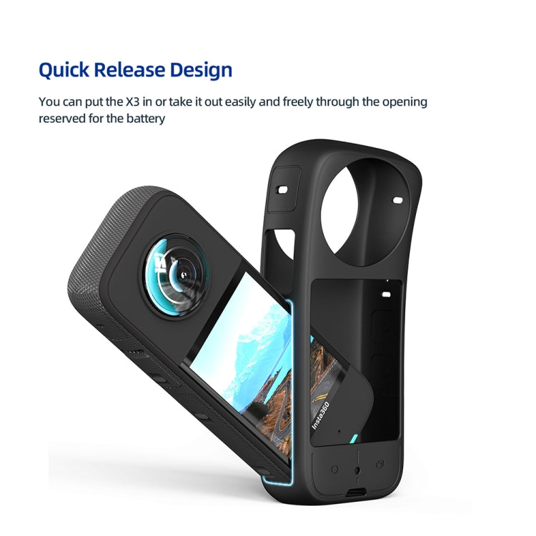 For Insta360 X3 AMagisn Body Silicone Protective Cover, Style: Body+Lens Case (Black) - free shipping - PMC TechLife - Order now!