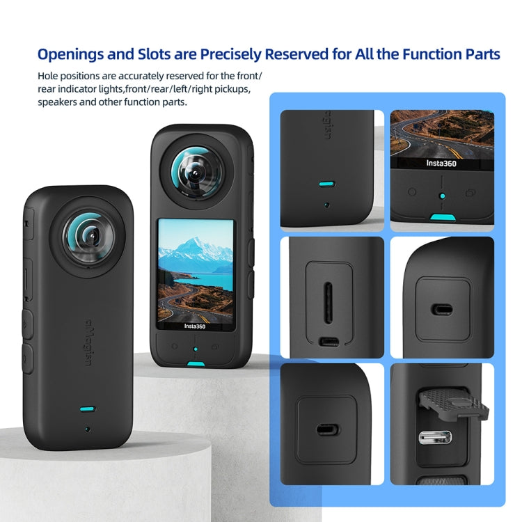 For Insta360 X3 AMagisn Body Silicone Protective Cover, Style: Body+Lens Case (Black) - free shipping - PMC TechLife - Order now!