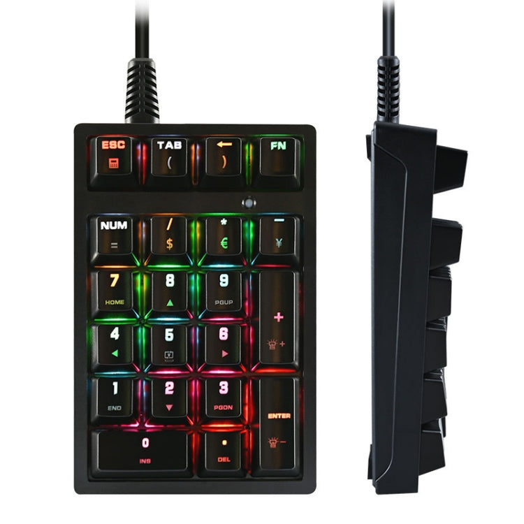 198I K21 Wired Mechanical Dightal Keyboard Multifunction Button RGB Backlight Office Keypad(Black) - free shipping - PMC Jewellery - Order now!
