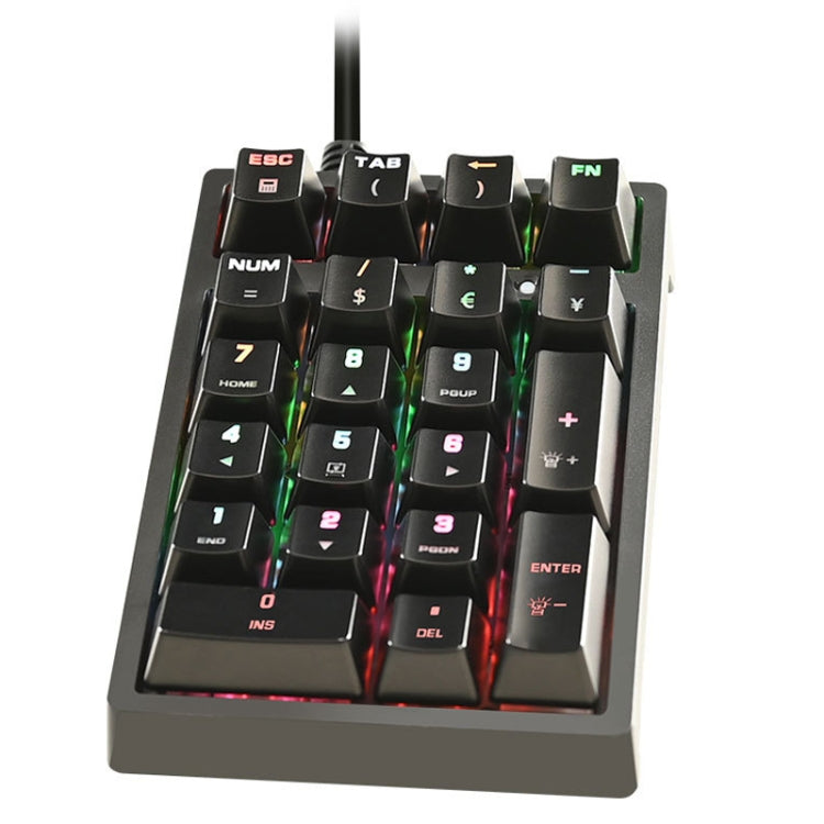 198I K21 Wired Mechanical Dightal Keyboard Multifunction Button RGB Backlight Office Keypad(Black) - free shipping - PMC Jewellery - Order now!