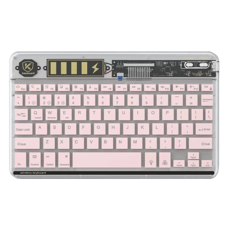 Transparent Lighting Bluetooth Keyboard 10 Inch Wireless Silent Keypad(Pink) - Universal Keyboard by PMC Jewellery | Online Shopping South Africa | PMC Jewellery