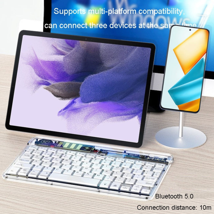Transparent Lighting Bluetooth Keyboard 10 Inch Wireless Silent Keypad(White) - Universal Keyboard by PMC TechLife | Online Shopping South Africa | PMC TechLife