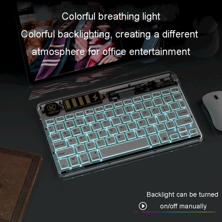 Transparent Lighting Bluetooth Keyboard 10 Inch Wireless Silent Keypad(Black) - Universal Keyboard by PMC TechLife | Online Shopping South Africa | PMC TechLife