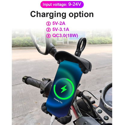 Motorcycle Sunshade Rainproof Mobile Phone Holder, Shape: Charging Handlebar Holder 5V-2A - Holder by PMC Jewellery | Online Shopping South Africa | PMC Jewellery | Buy Now Pay Later Mobicred