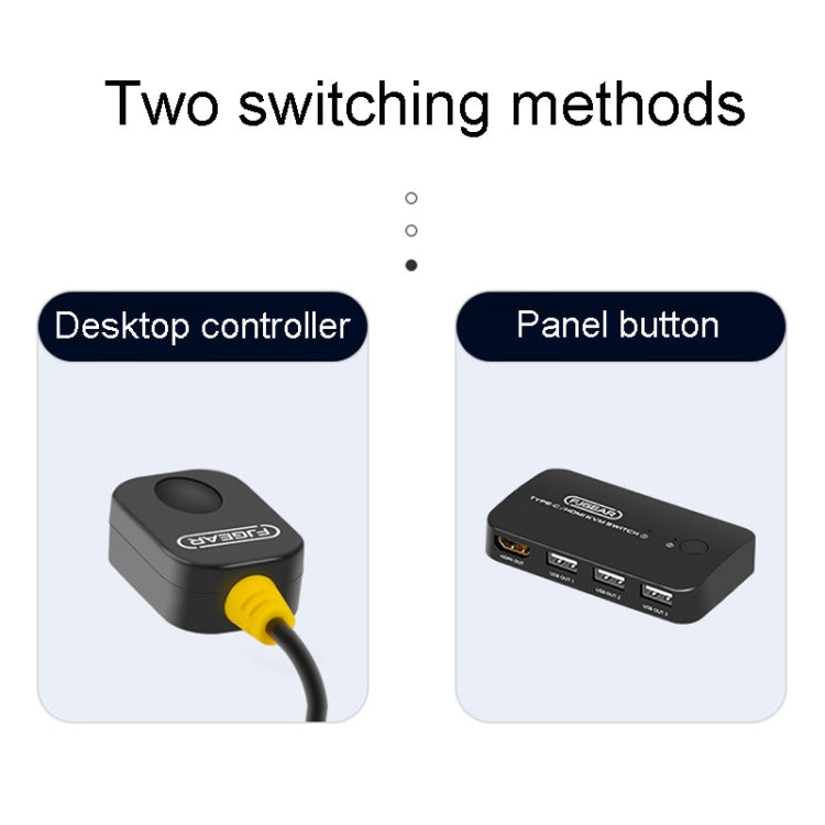 FJGEAR FJ-TYH201 Type-C / HDMI KVM Switch With Desktop Controller - free shipping - PMC Jewellery - Order now!