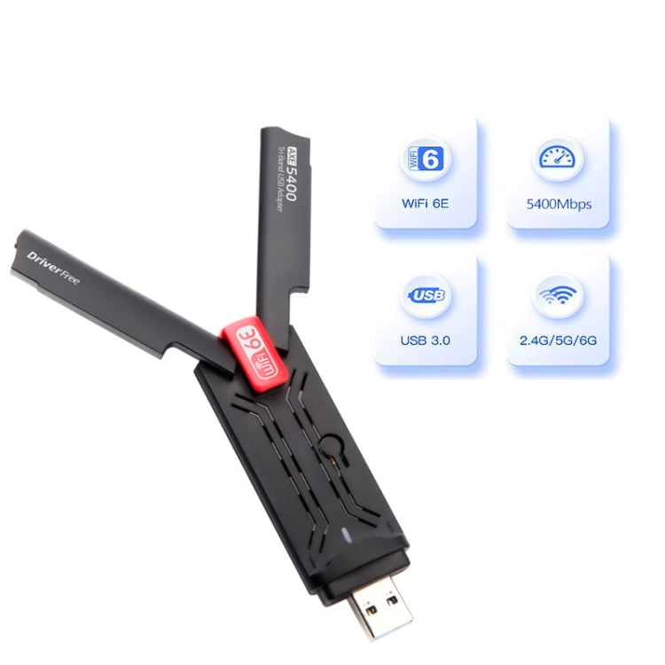 AX5400M 2.4G/5G/6G WIFI 6E Standard USB 3.0 Network Card WIFI Transmitter Receiver(Black) - USB Network Adapter by PMC Jewellery | Online Shopping South Africa | PMC Jewellery | Buy Now Pay Later Mobicred