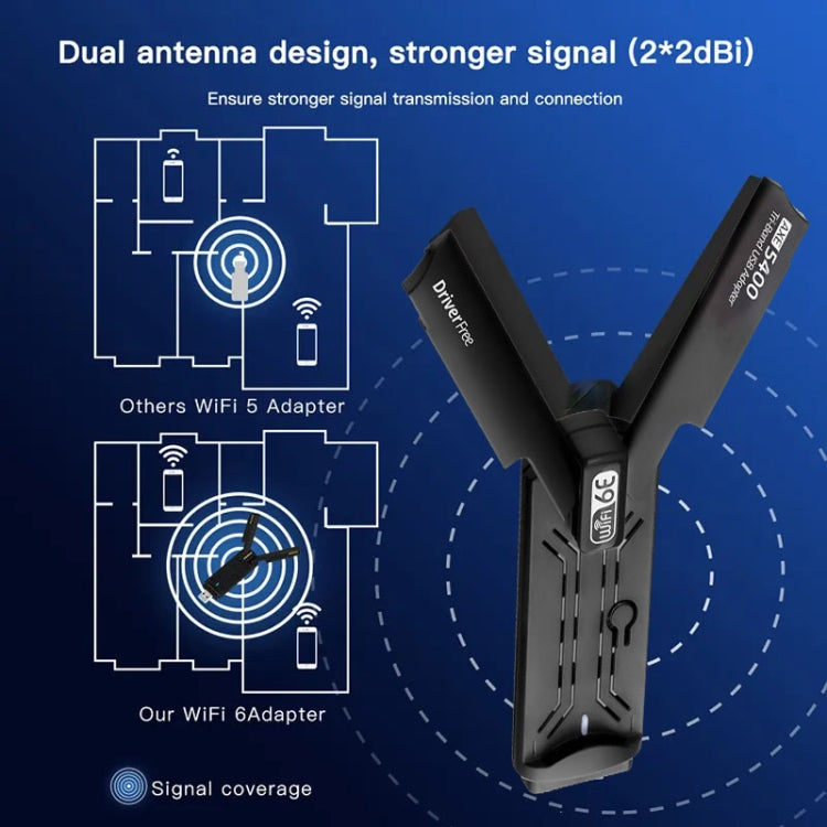 AX5400M 2.4G/5G/6G WIFI 6E Standard USB 3.0 Network Card WIFI Transmitter Receiver(Black) - USB Network Adapter by PMC Jewellery | Online Shopping South Africa | PMC Jewellery | Buy Now Pay Later Mobicred