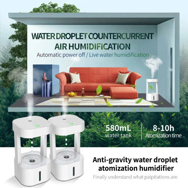 580ml Anti-gravity Humidifier Water Droplet Backflow Atomizer Aromatherapy Machine(Colorful Light) - free shipping - PMC TechLife - Order now!