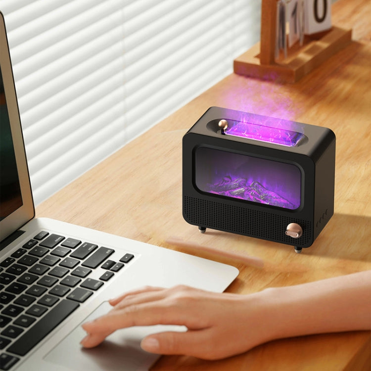 USB White Noise Simulation Flame Fire Furnace Aromatherapy Machine Indoor Large Spray Measurement Humidifier(Black) - free shipping - PMC TechLife - Order now!